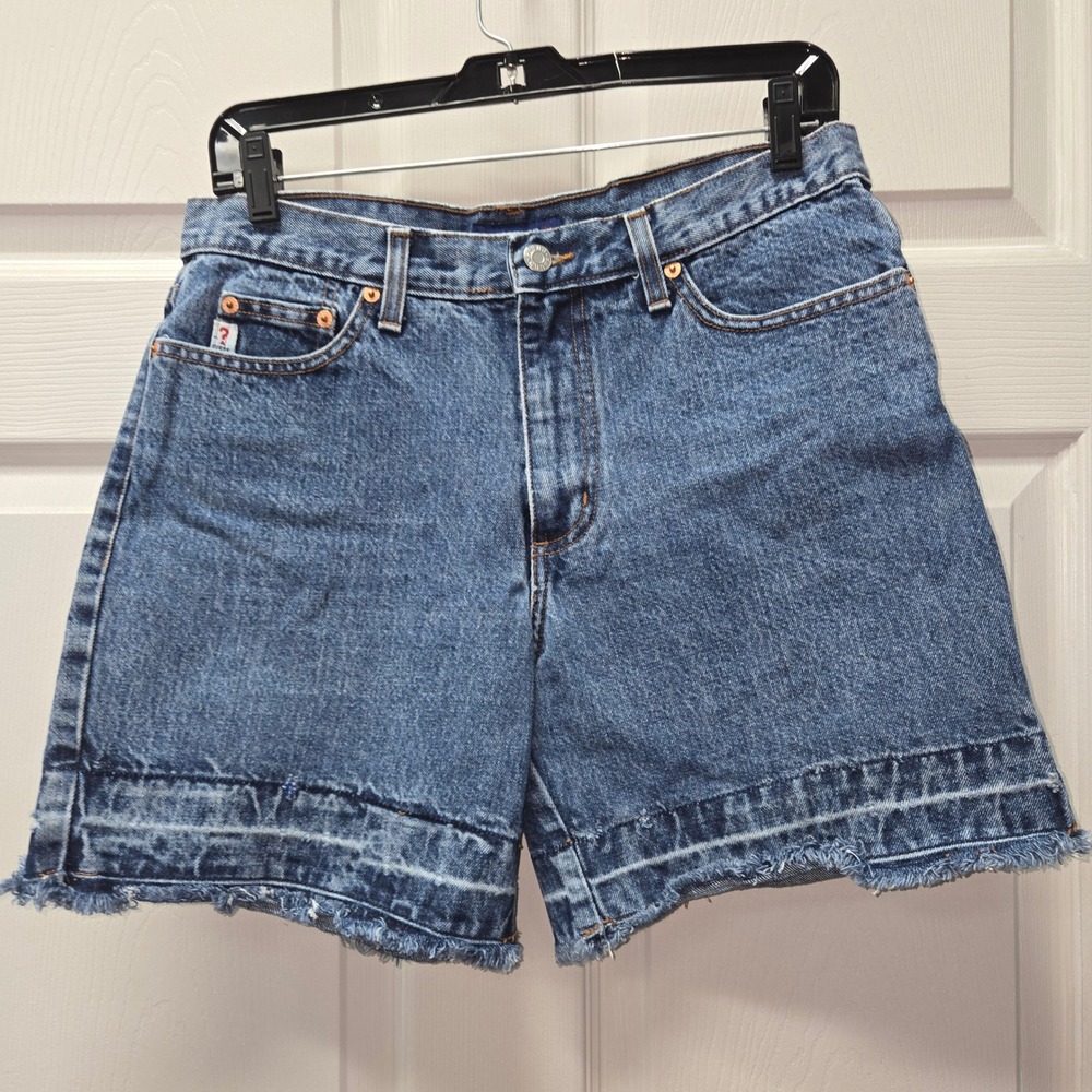 Vintage Guess Denim Shorts High Rise Cut Off Frayed Hem Blue Made in USA F549